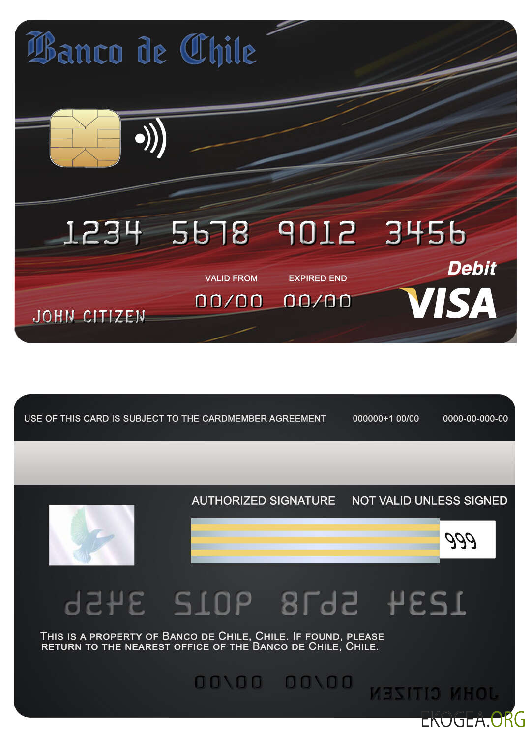 Chili Carte Visa Banco de Chile template Chili Carte Visa Banco de Chile template